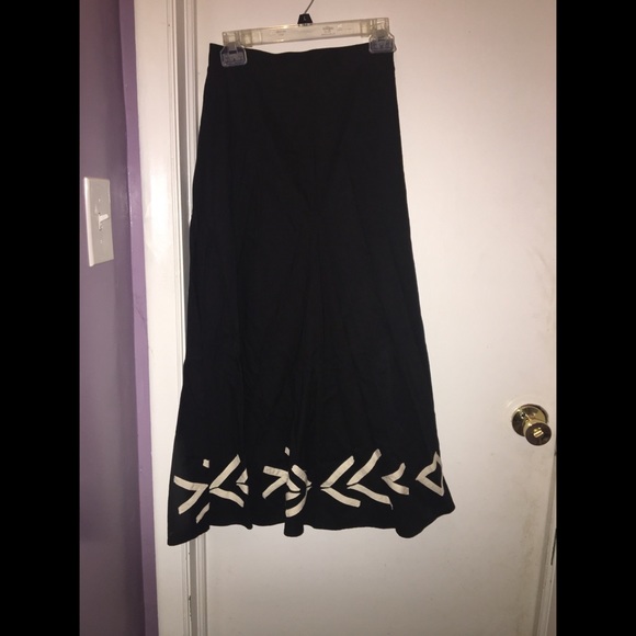 Long Black Skirt with Aztec Design - Picture 2 of 2